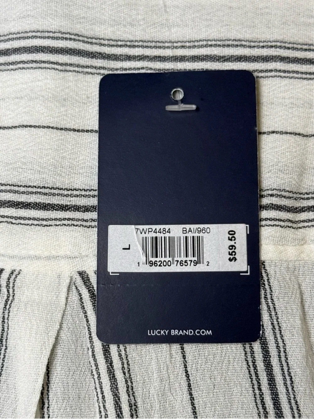 Lucky Brand Striped Button Front Short Sleeve Blouse Top NWT Size Large - Picture 3 of 8